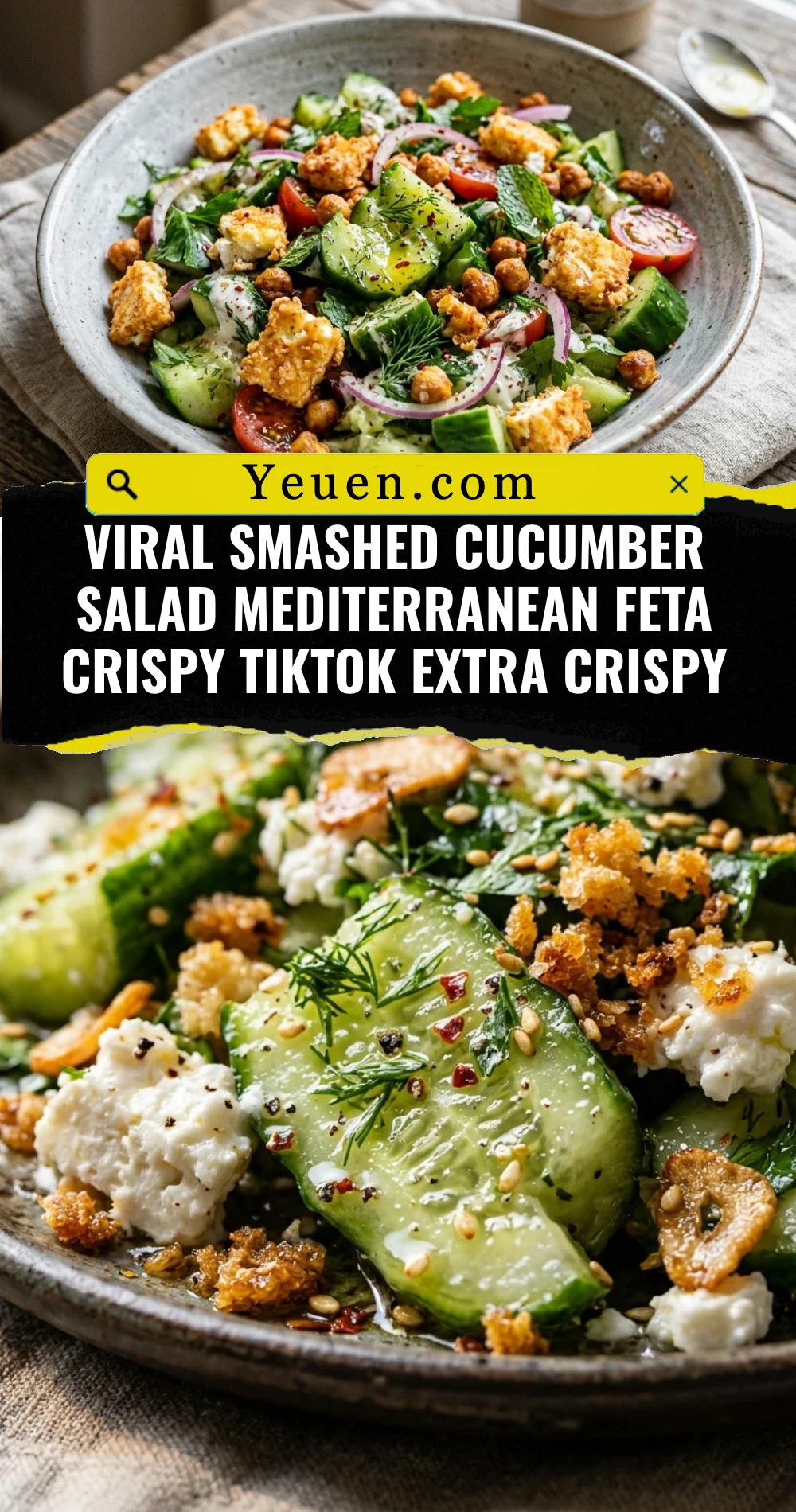 Viral Smashed Cucumber Salad Mediterranean Feta Crispy TikTok Extra Crispy