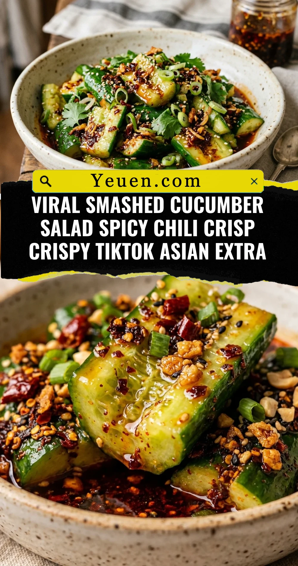 Viral Smashed Cucumber Salad Spicy Chili Crisp Crispy TikTok Asian Extra