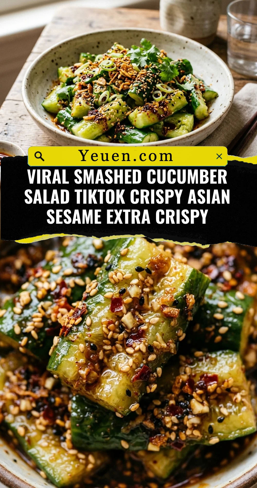 Viral Smashed Cucumber Salad TikTok Crispy Asian Sesame Extra Crispy