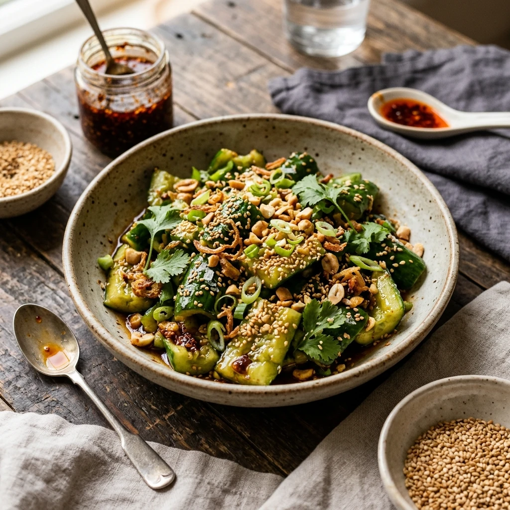 Viral Smashed Cucumber Salad TikTok Crispy Asian Sesame Extra Crispy
