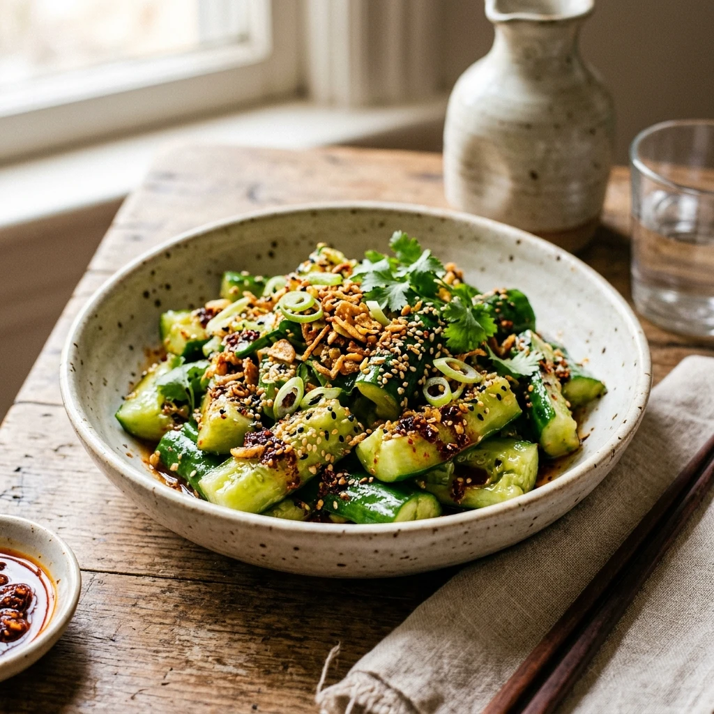 Viral Smashed Cucumber Salad TikTok Crispy Asian Sesame Extra Crispy