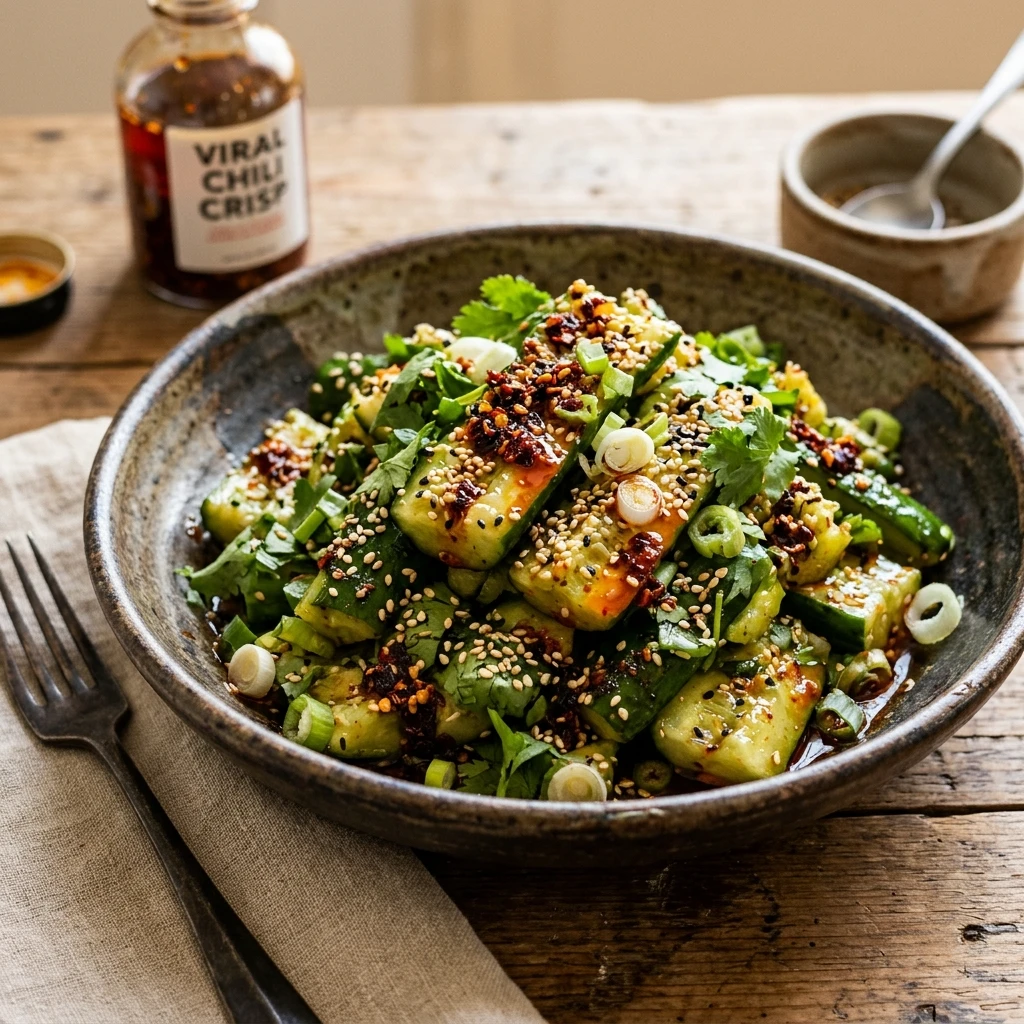 Viral Smashed Cucumber Salad TikTok Crispy Asian Sesame Extra Crispy