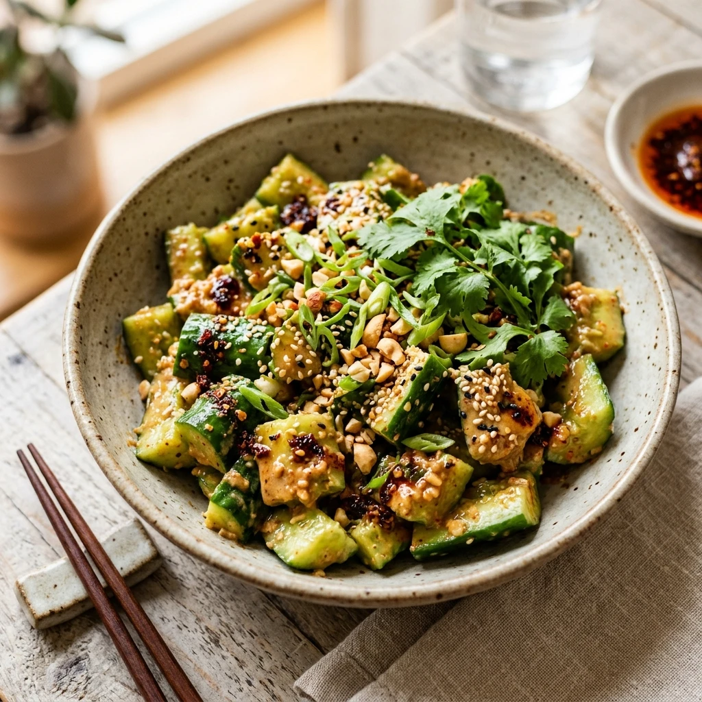 Viral Smashed Cucumber Salad With Peanut Sauce Crispy TikTok Asian Extra