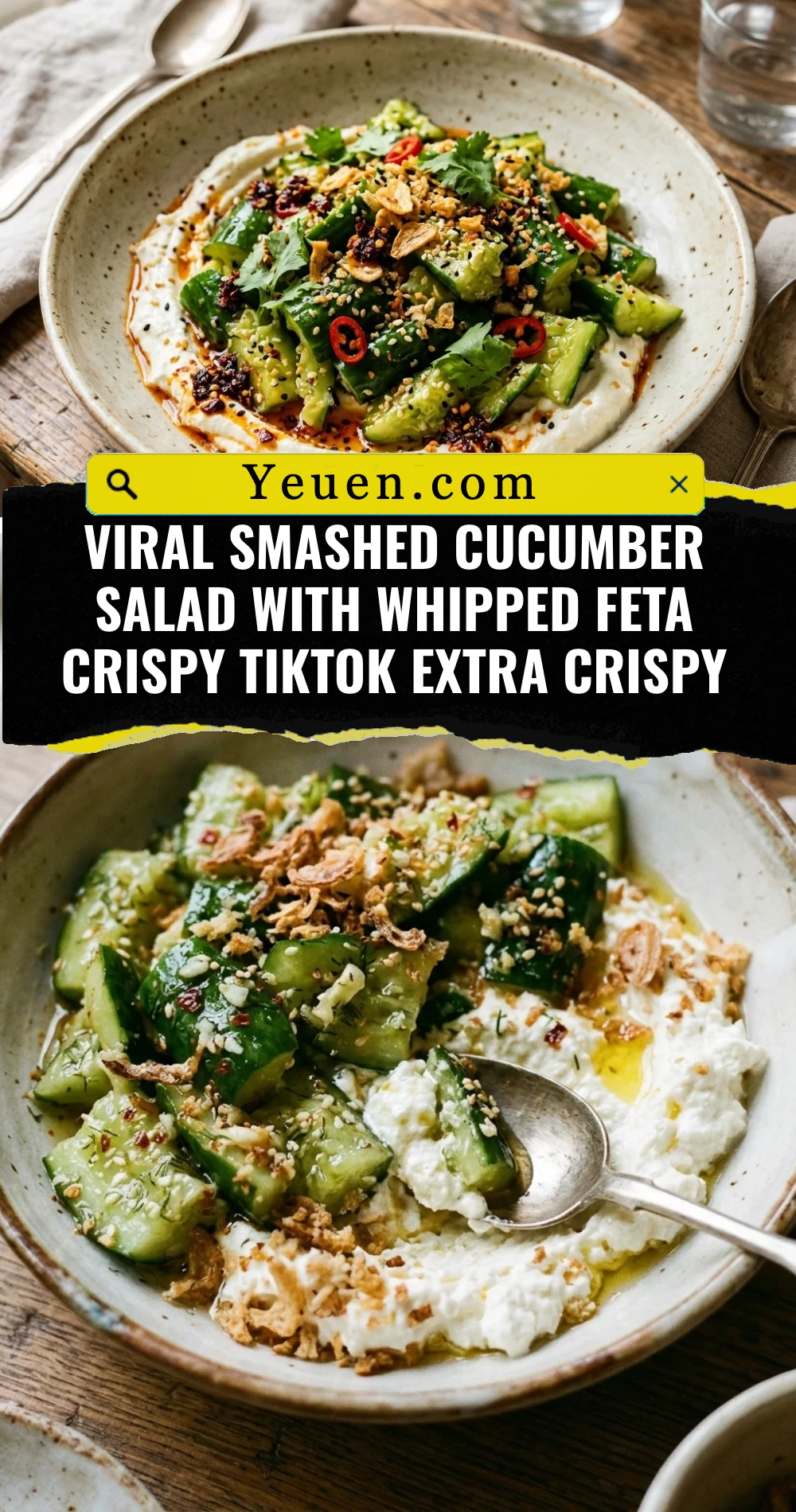 Viral Smashed Cucumber Salad With Whipped Feta Crispy TikTok Extra Crispy