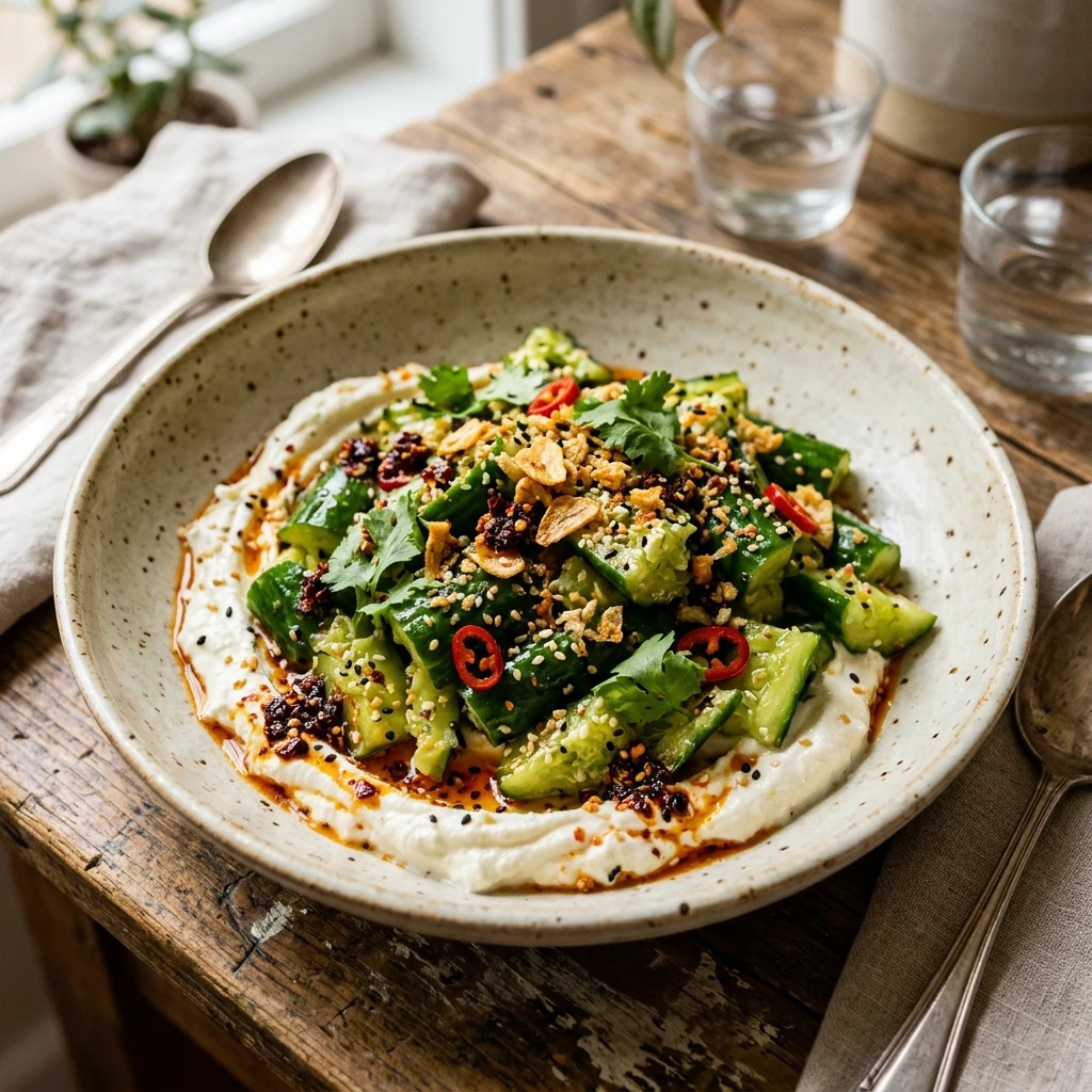 Viral Smashed Cucumber Salad With Whipped Feta Crispy TikTok Extra Crispy