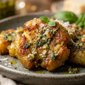 Viral Smashed Gnocchi With Pesto Crispy