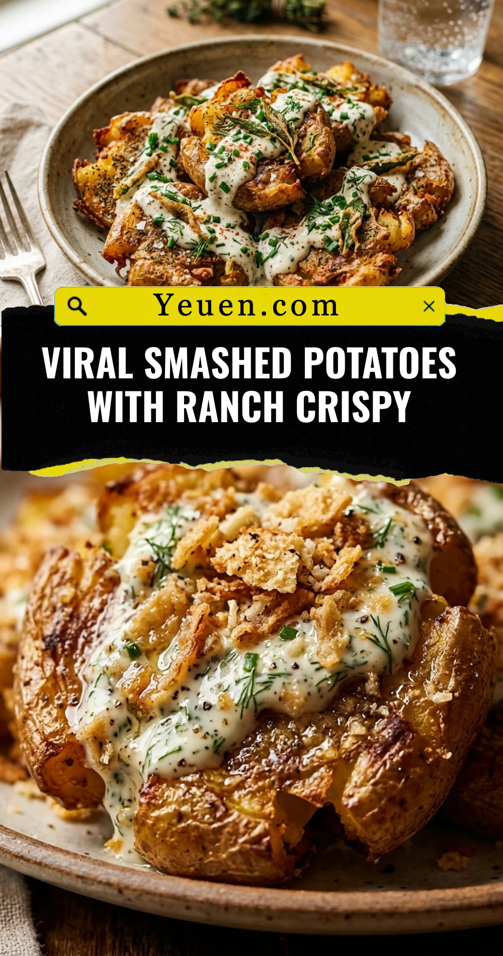 Viral Smashed Potatoes With Ranch Crispy