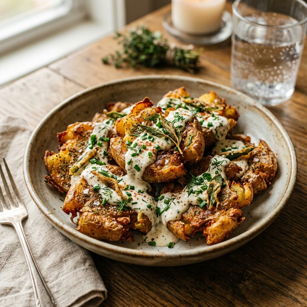 Viral Smashed Potatoes With Ranch Crispy