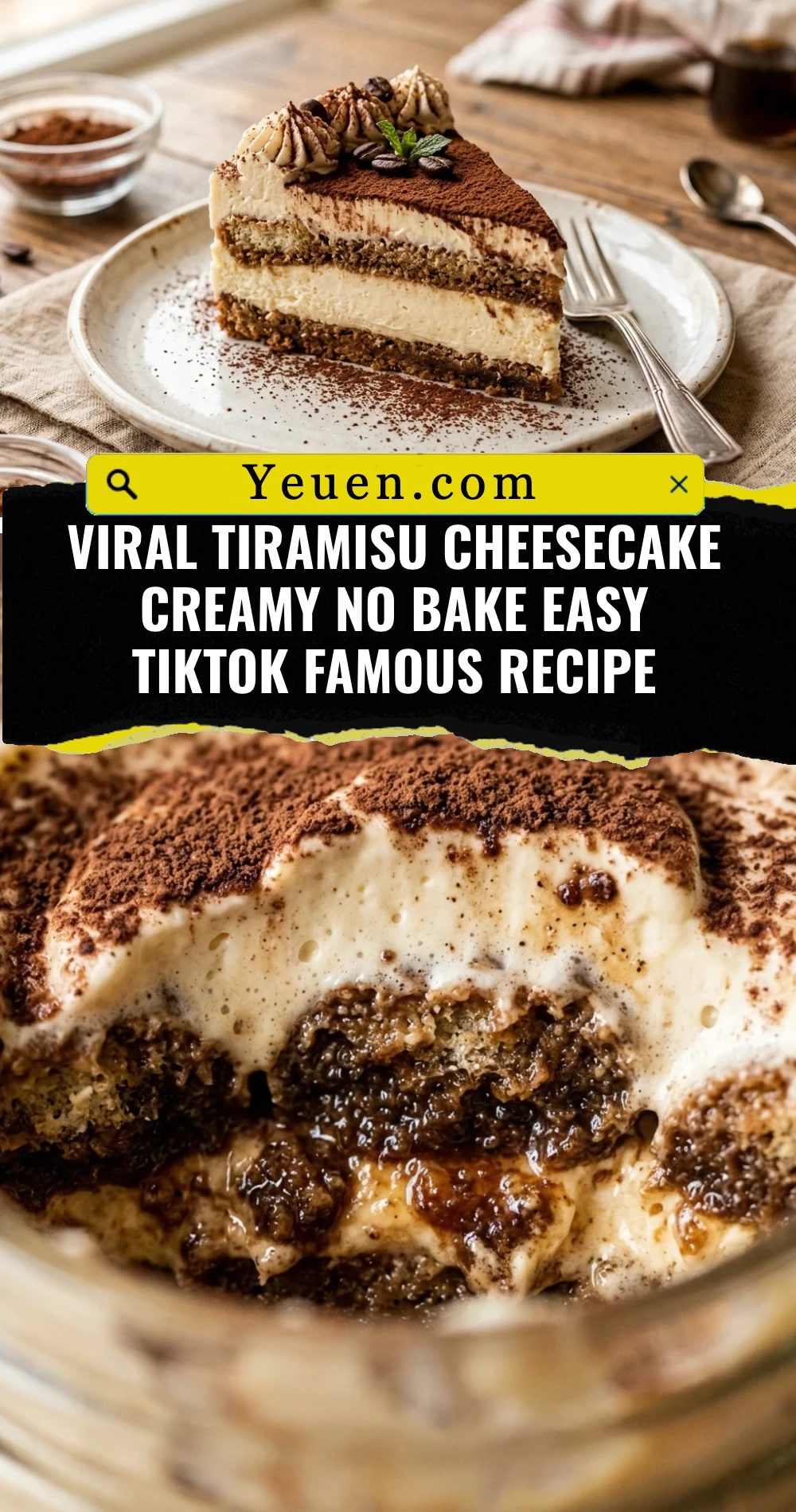 Viral Tiramisu Cheesecake Creamy No Bake Easy TikTok Famous Recipe