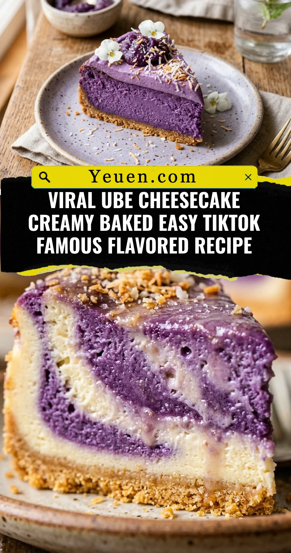 Viral Ube Cheesecake Creamy Baked Easy TikTok Famous Flavored Recipe