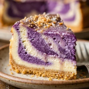 Viral Ube Cheesecake Creamy Baked Easy TikTok Famous Flavored Recipe