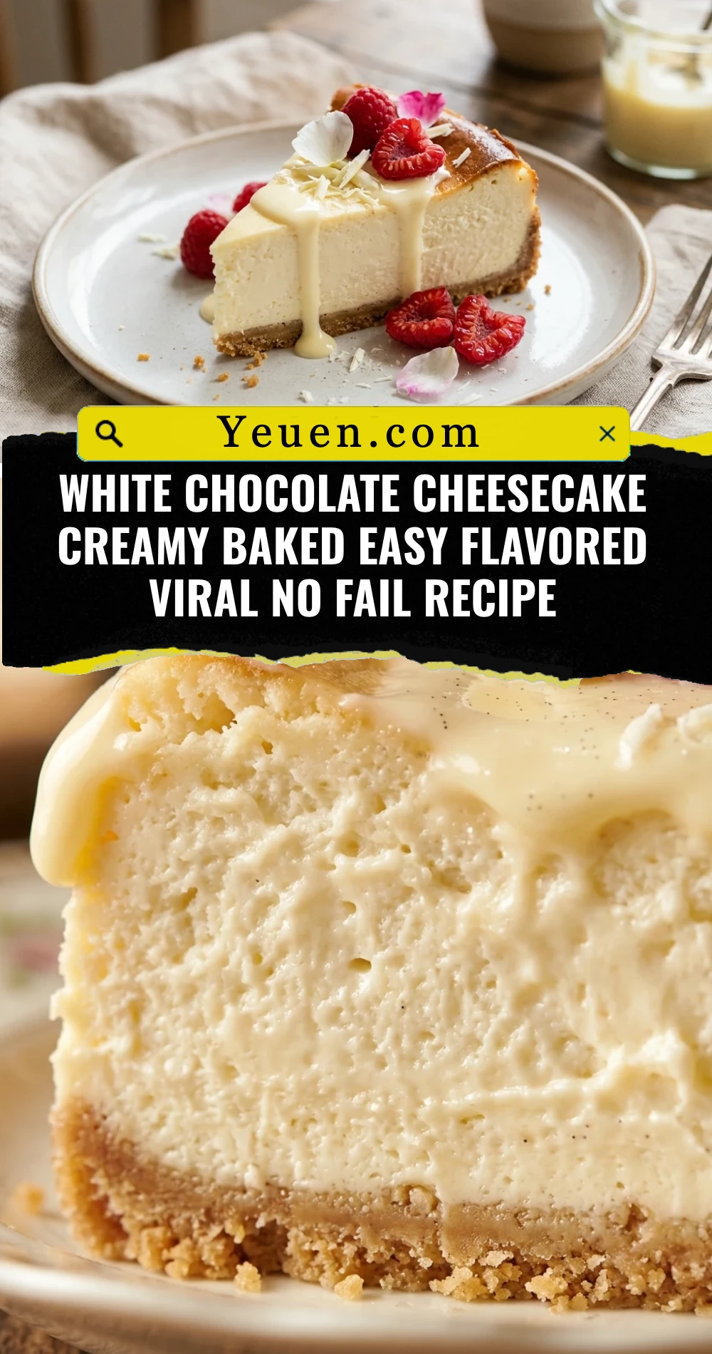 White Chocolate Cheesecake Creamy Baked Easy Flavored Viral No Fail Recipe