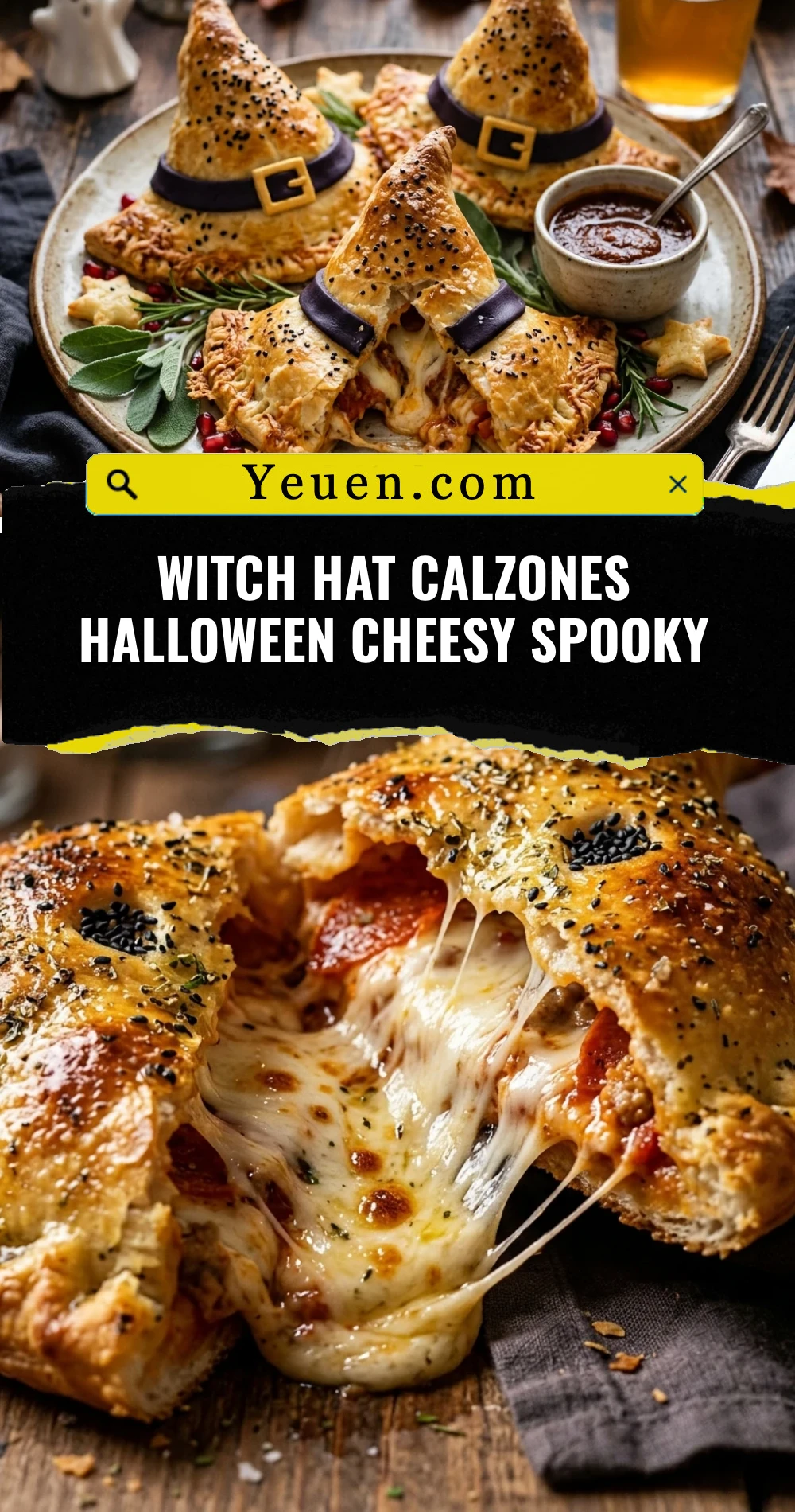 Witch Hat Calzones Halloween Cheesy Spooky