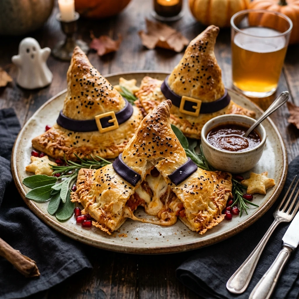 Witch Hat Calzones Halloween Cheesy Spooky