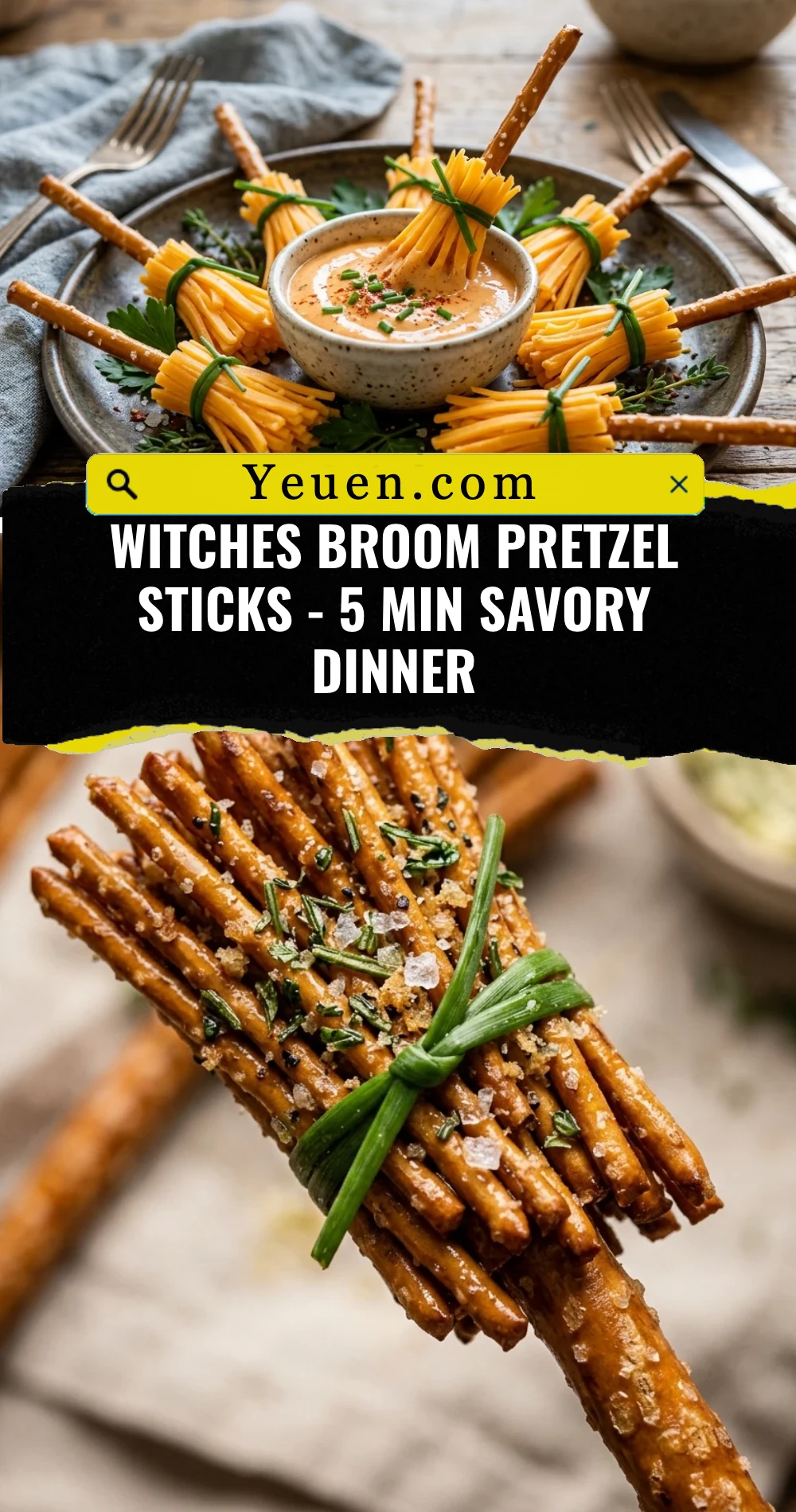 Witches Broom Pretzel Sticks - 5 Min Savory Dinner